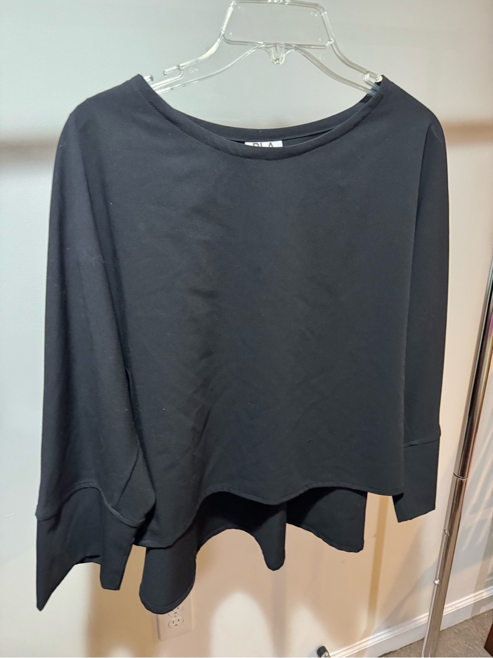 Women's PLANET by Lauren G. Black Boatneck Drop-Hem Blouse